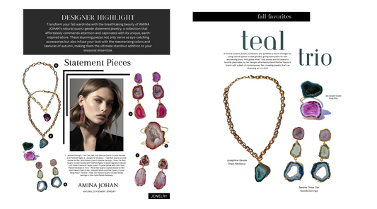 Fall Jewelry Spotlight: Glamorous Natural Geode Designer Statement Jewelry by AMINA JOHAN