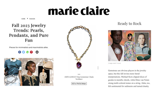 AMINA JOHAN Jewelry featured in Fall Jewelry Trends 2023 by MarieClaire.com