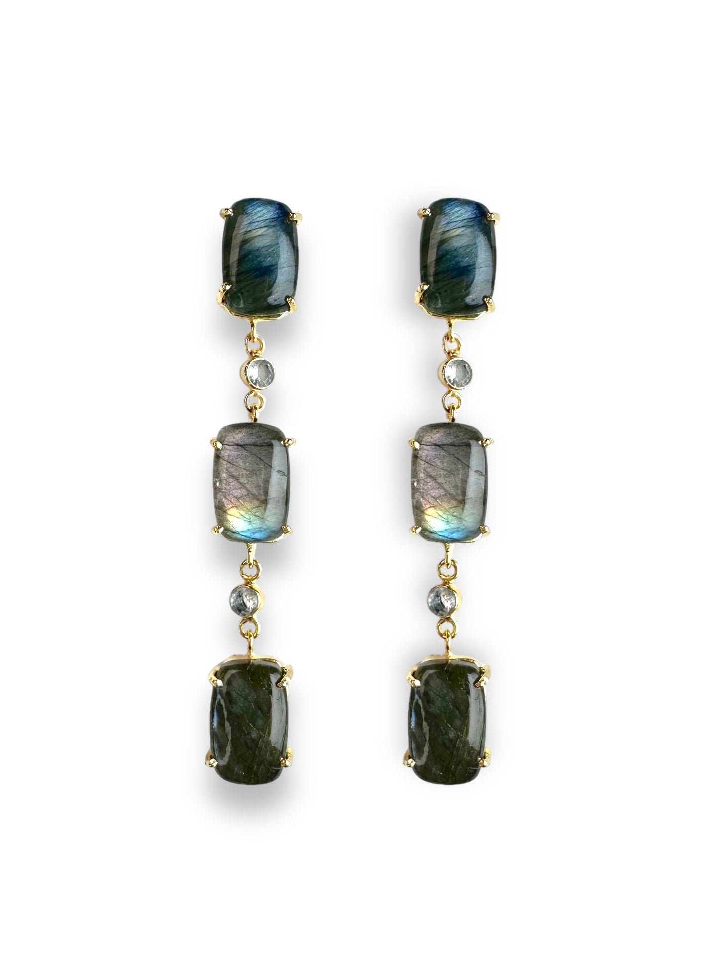 Naomi Labradorite Gemstone Statement Earrings