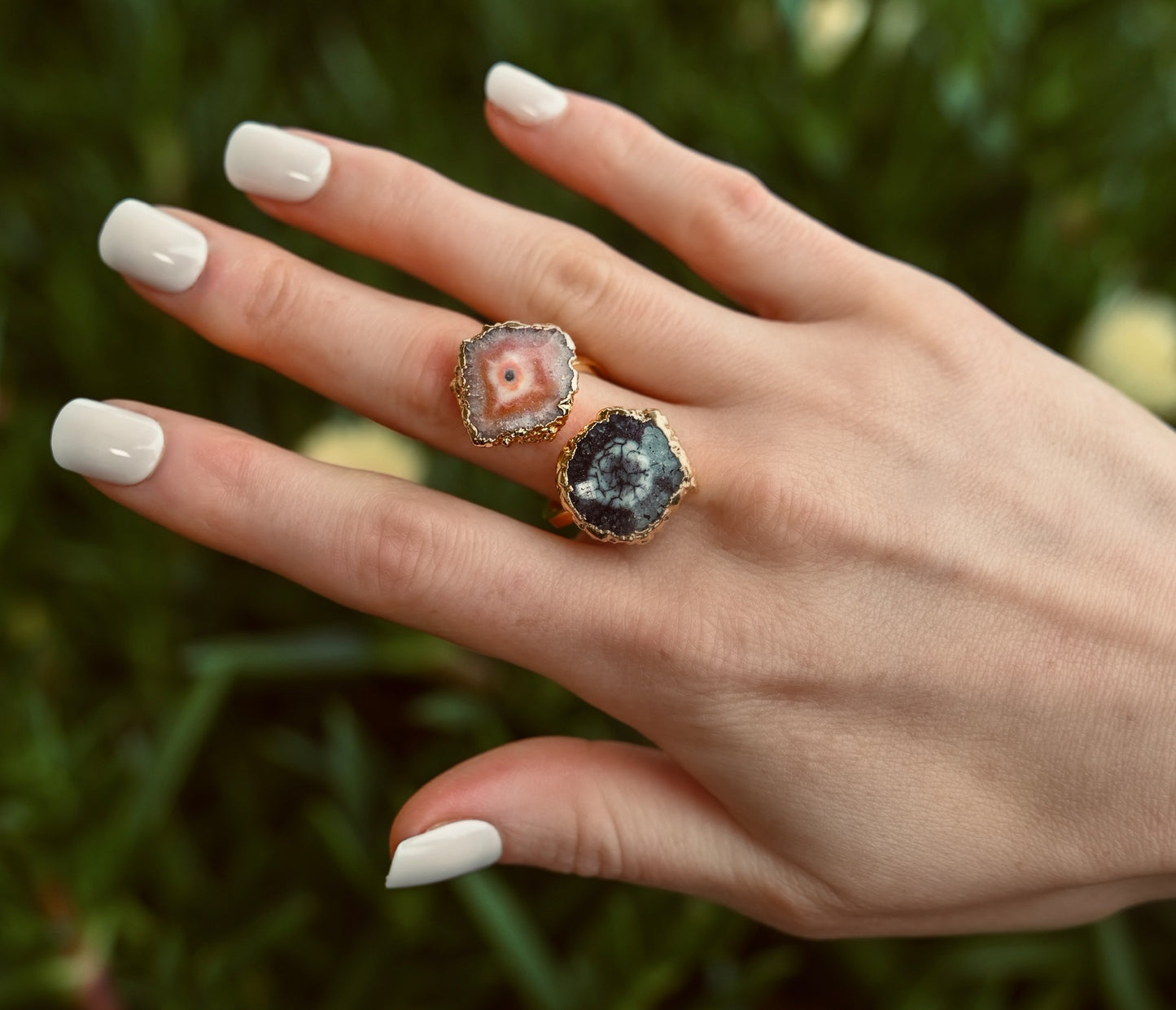 Natalia Black and Orange Solar Geode Ring