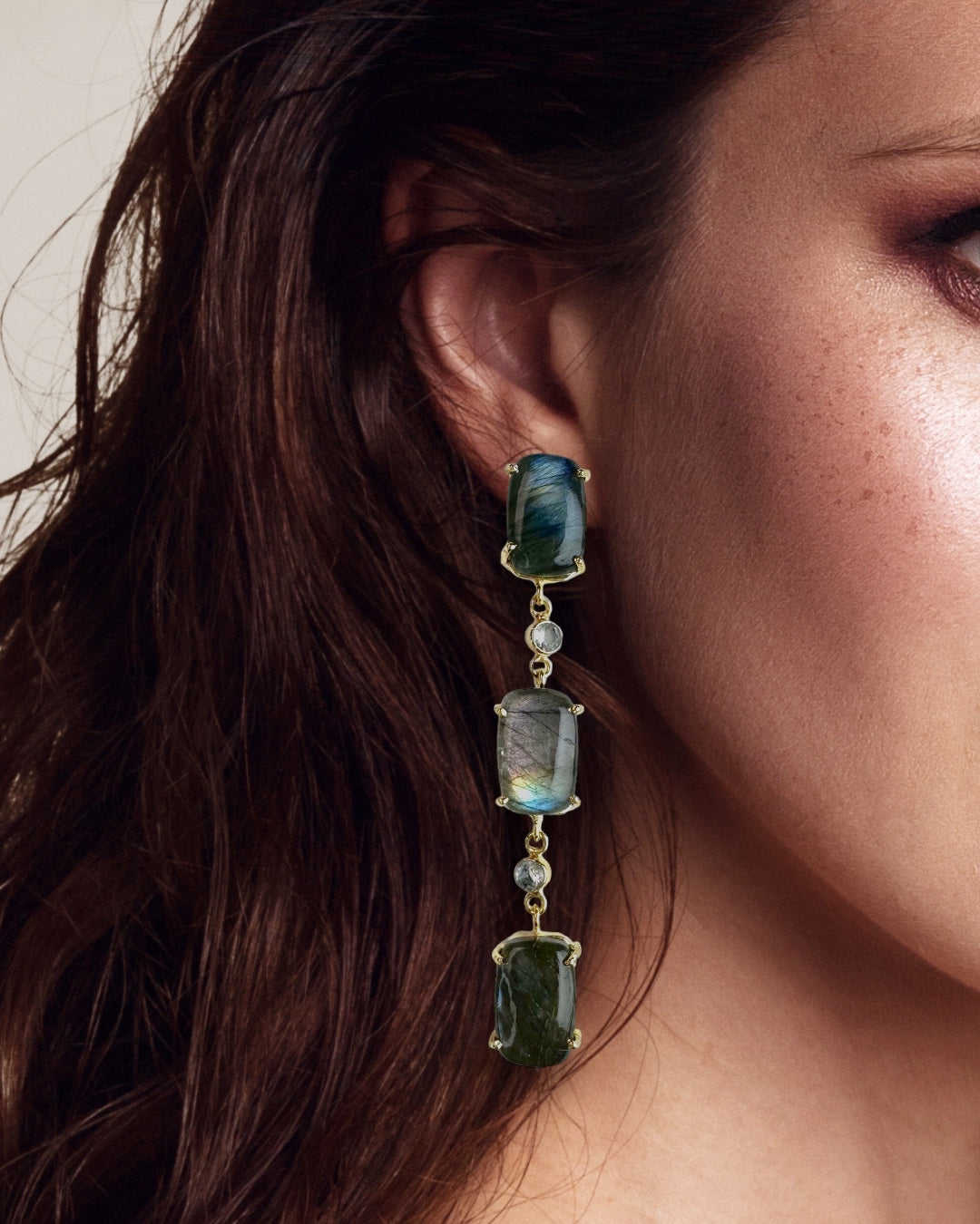 Naomi Labradorite Gemstone Statement Earrings