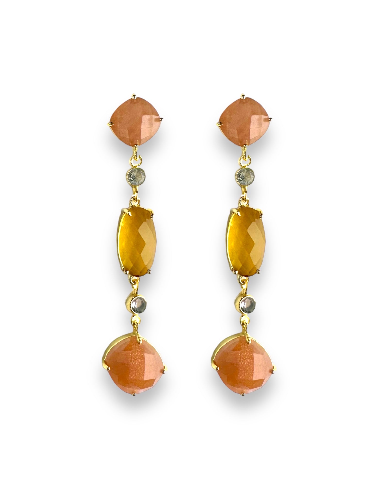Celine Gemstone Statement Earrings in Sunstone and Citrine