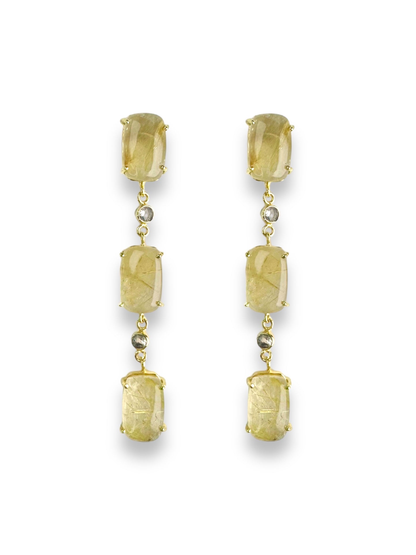 Heidi Golden Rutilated Quartz Gemstone Statement Earrings