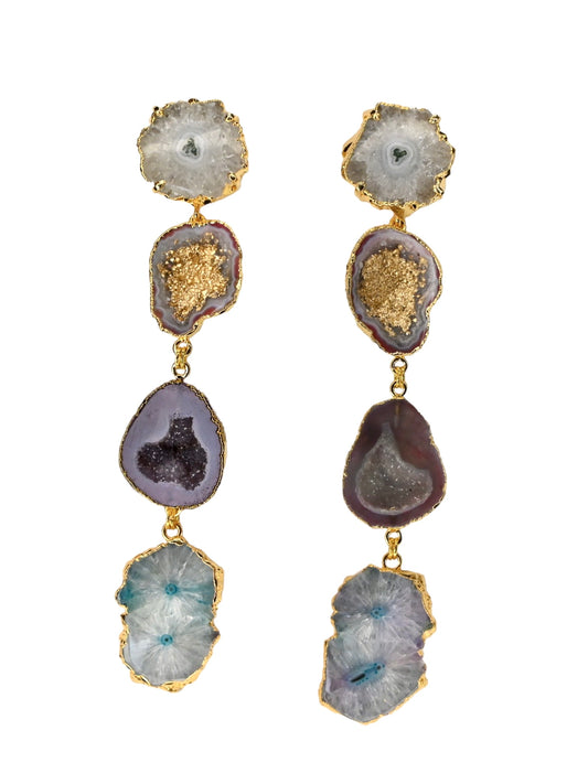 Sarai Mixed Color Geode Statement Earrings
