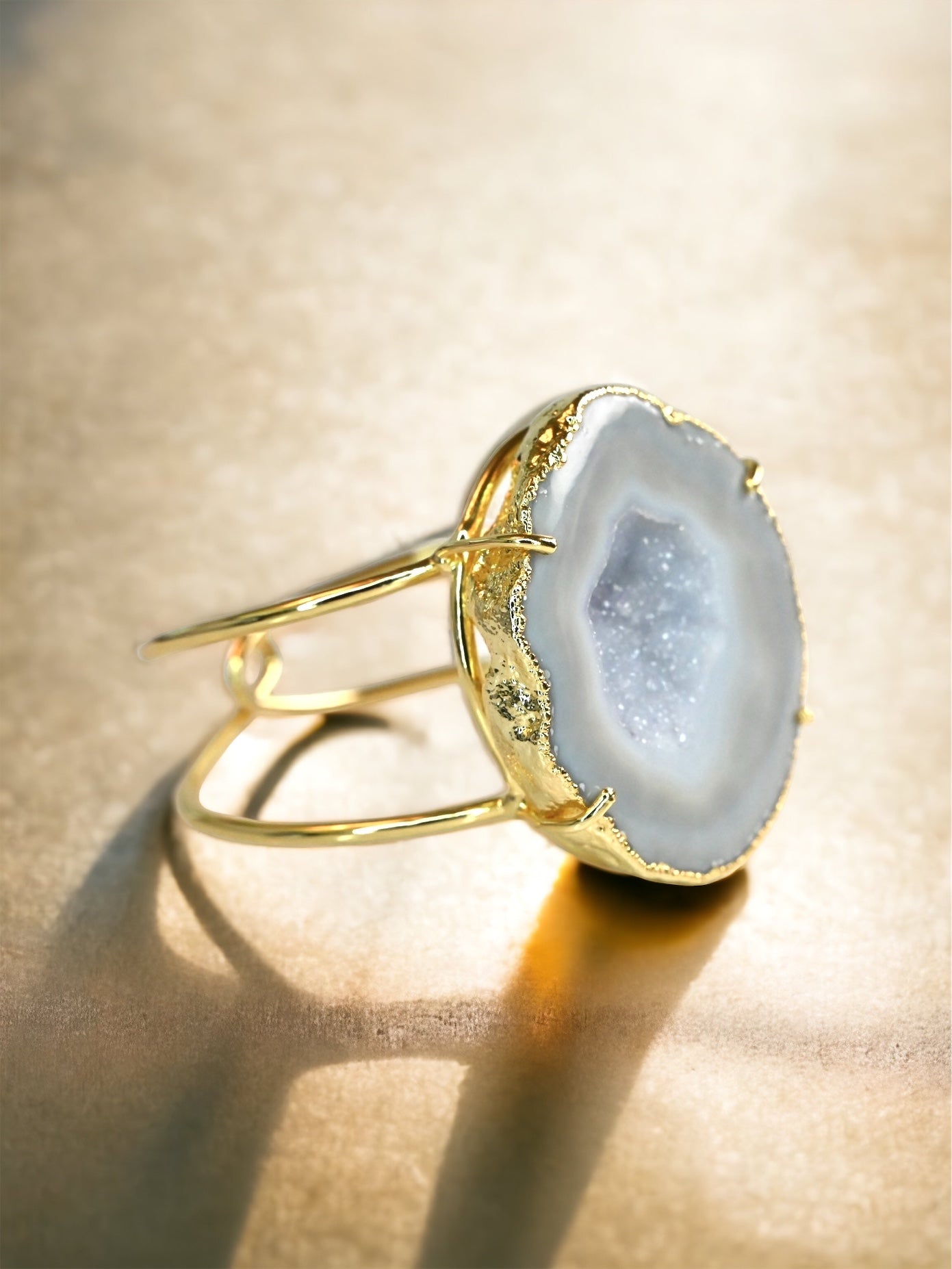 Elara Signature White Geode Cuff Bracelet