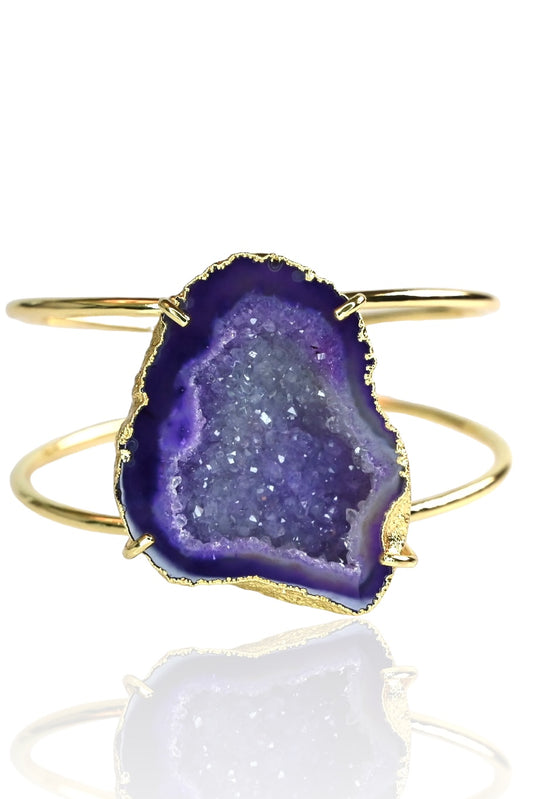 Nuria Signature Purple Geode Cuff Bracelet