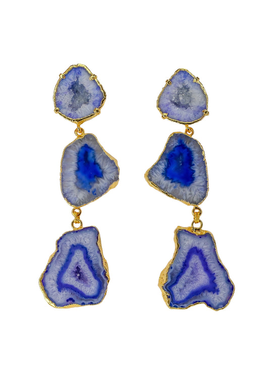 India Blue Agate Statement Earrings