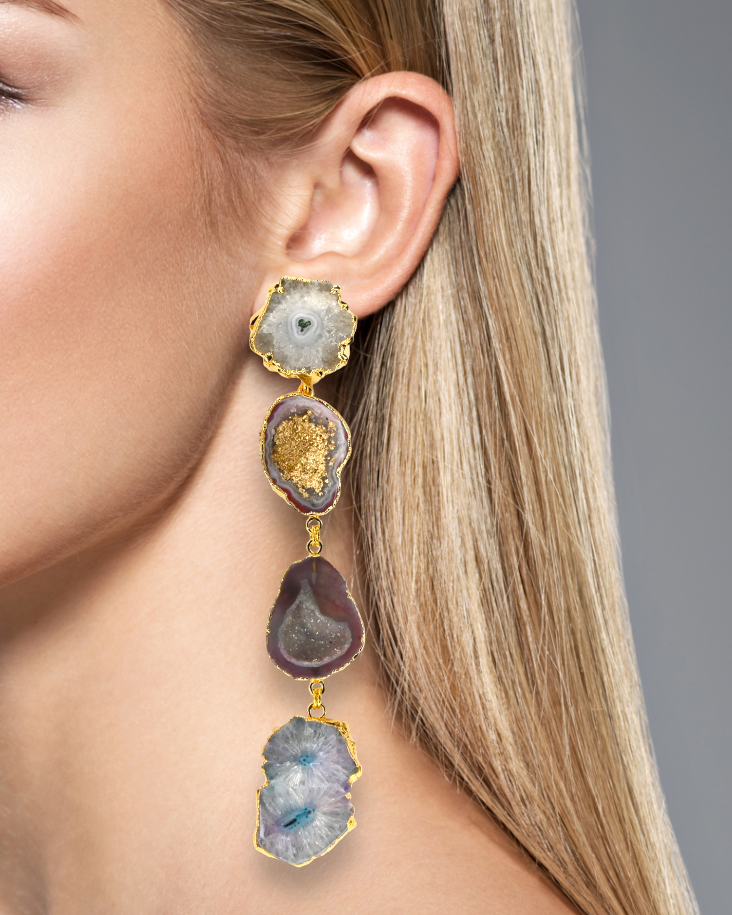 Sarai Mixed Color Geode Statement Earrings