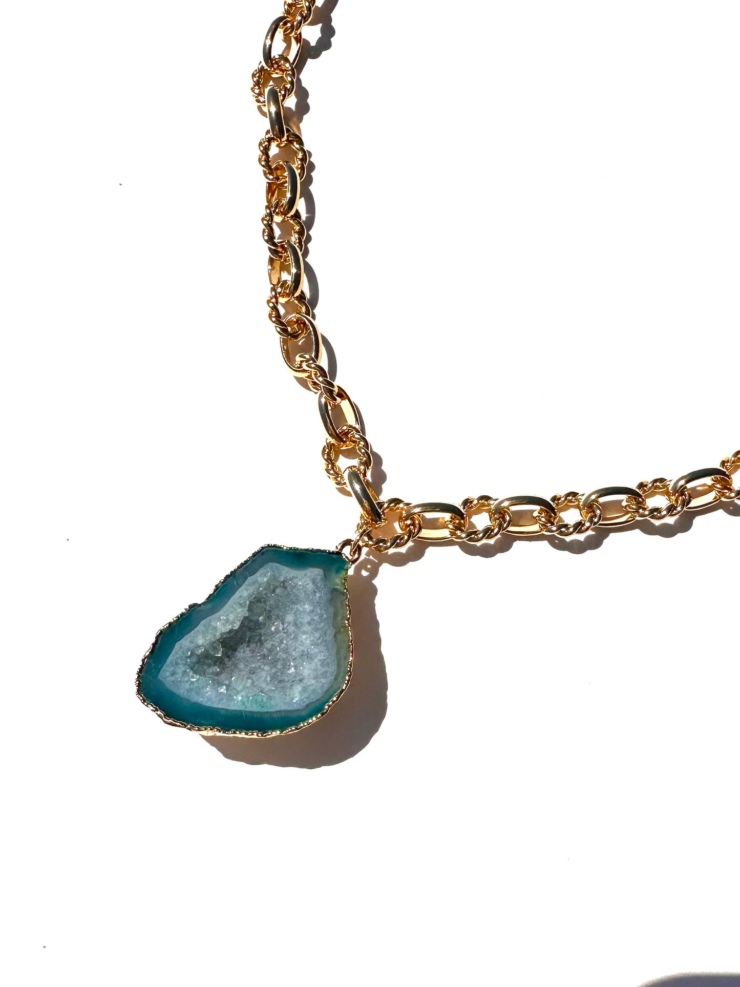 Josephine Teal Geode Chain Statement Necklace