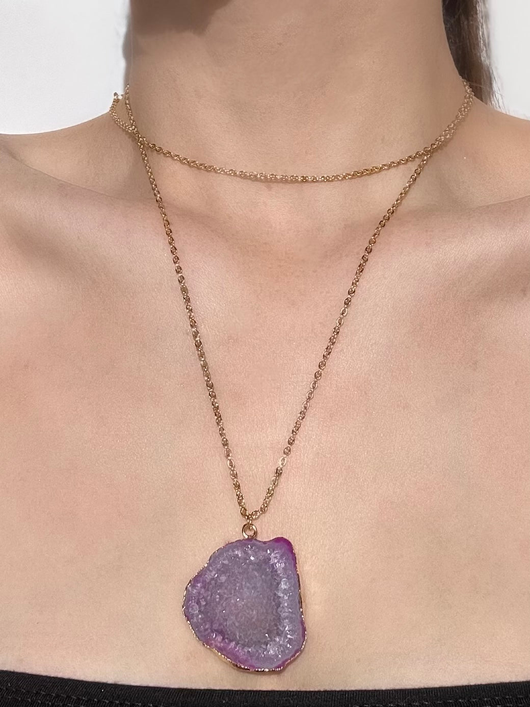 Jacqueline Magenta Geode Maxi Statement Necklace