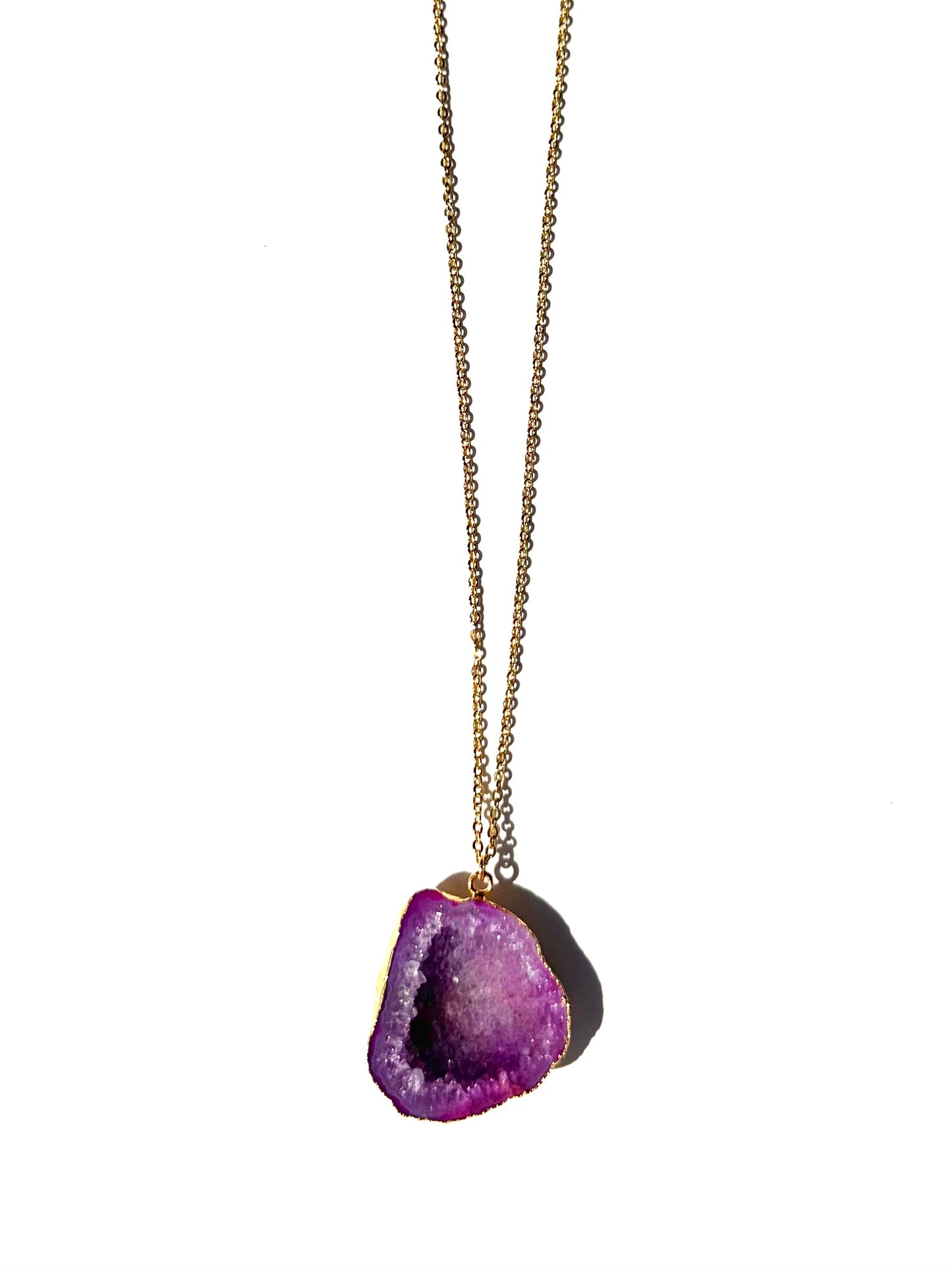 Jacqueline Magenta Geode Maxi Statement Necklace