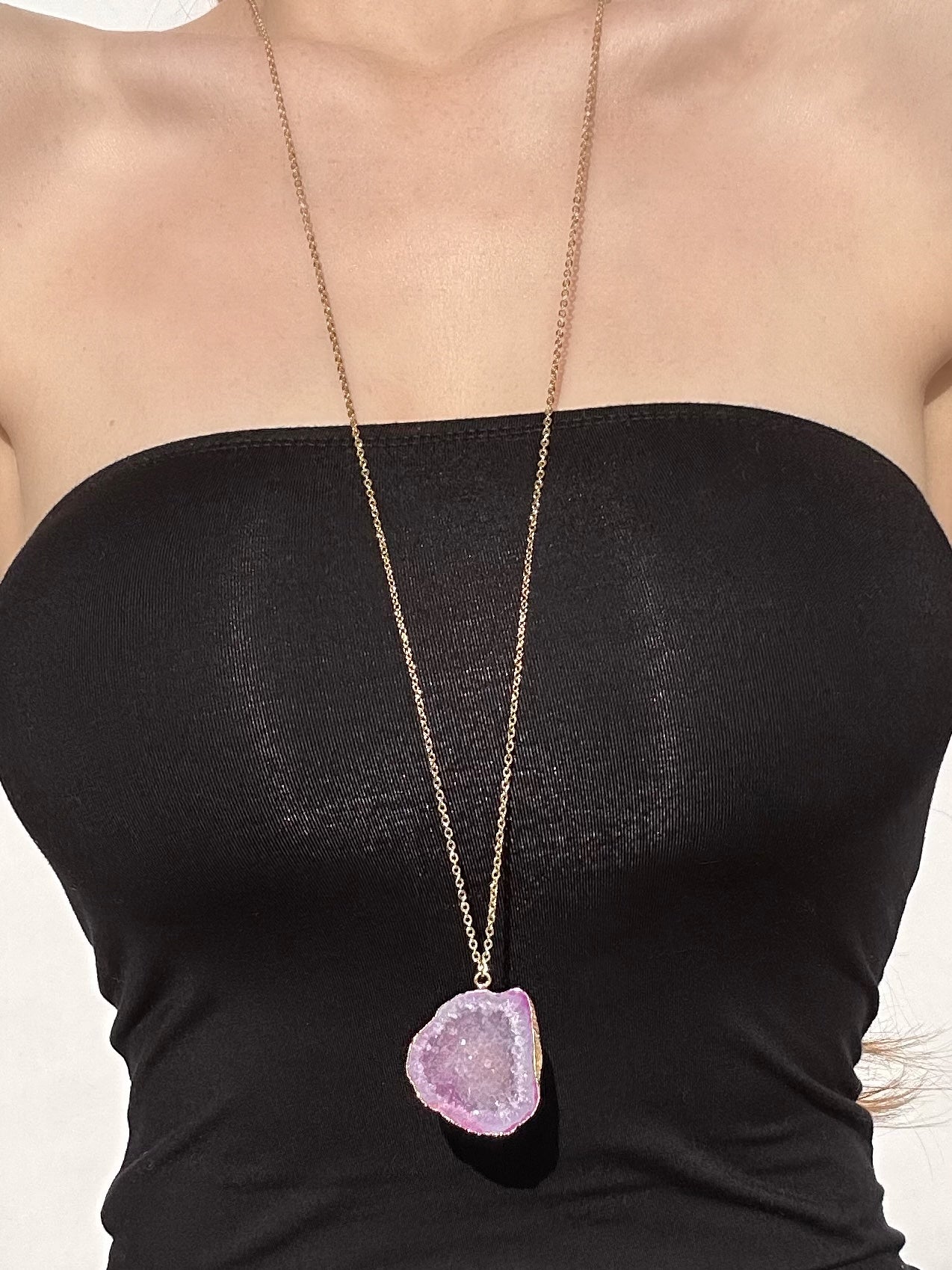 Jacqueline Magenta Geode Maxi Statement Necklace