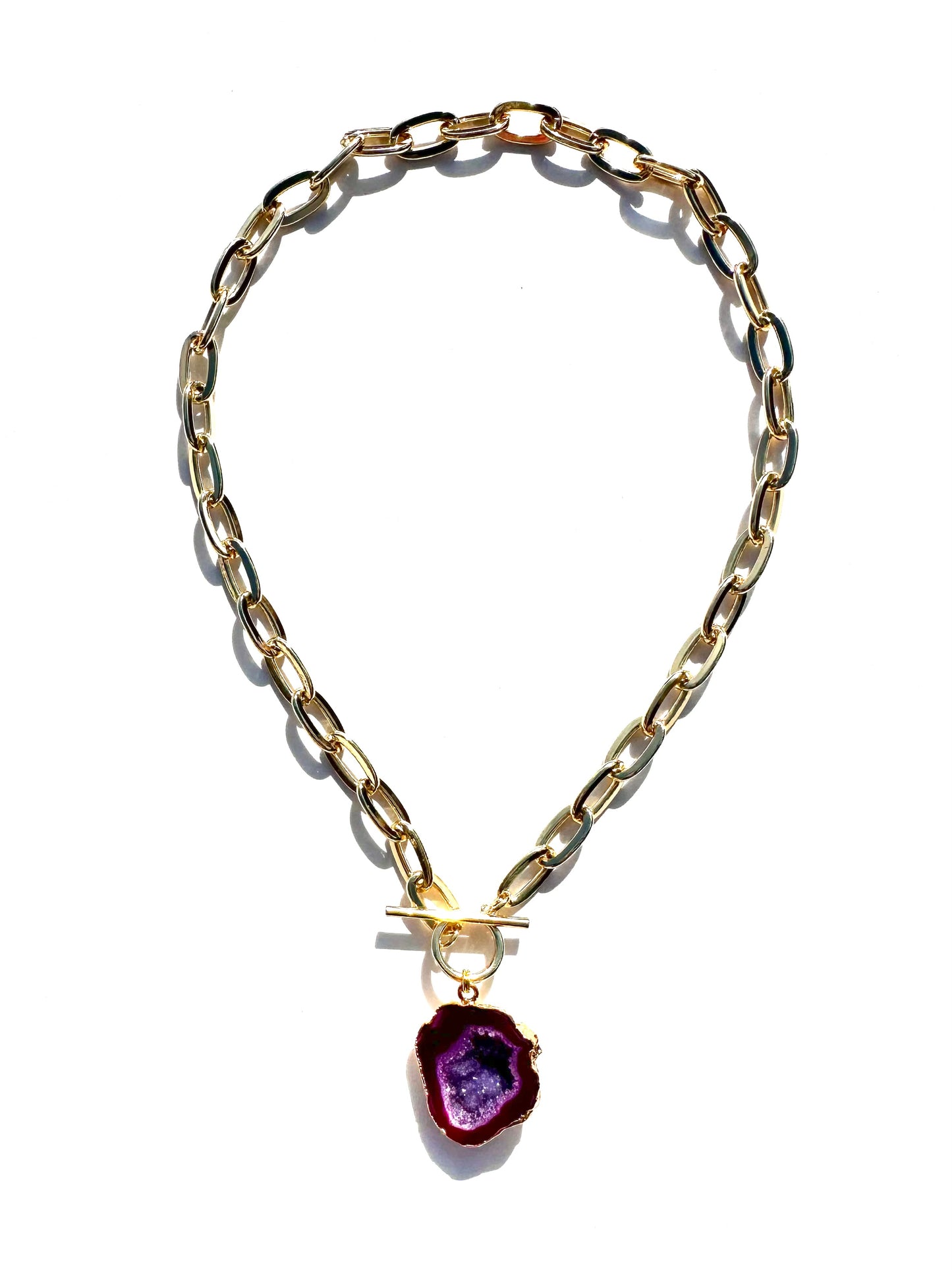 Vina Maroon Geode Statement Chain Necklace