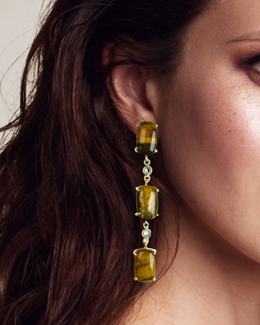 Samira Tiger's Eye Gemstone Statement Earrings