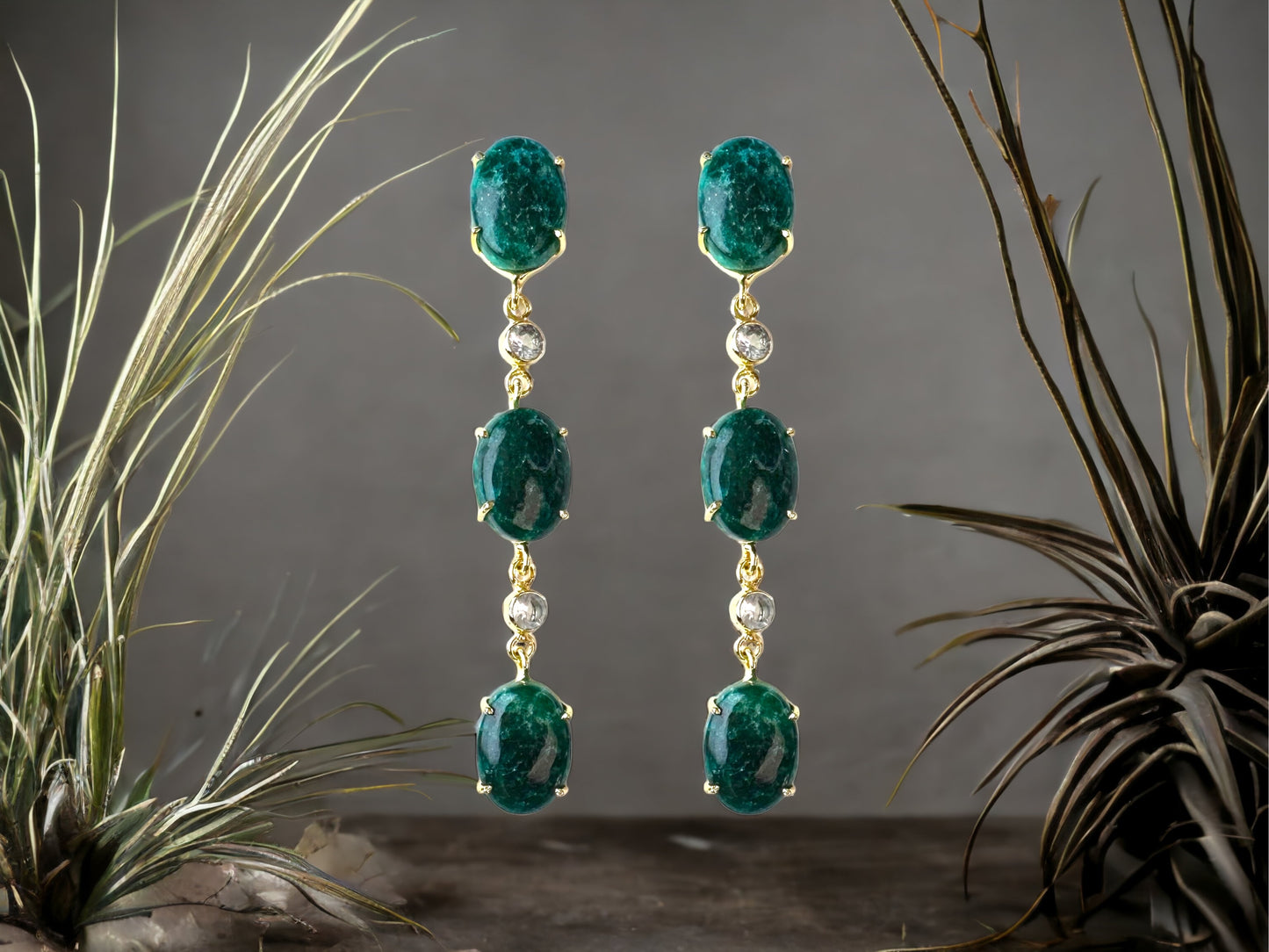 Noel Emerald Gemstone Statement Earrings