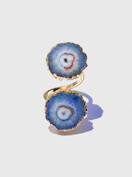 Ciel Sky Blue Solar Geode Ring