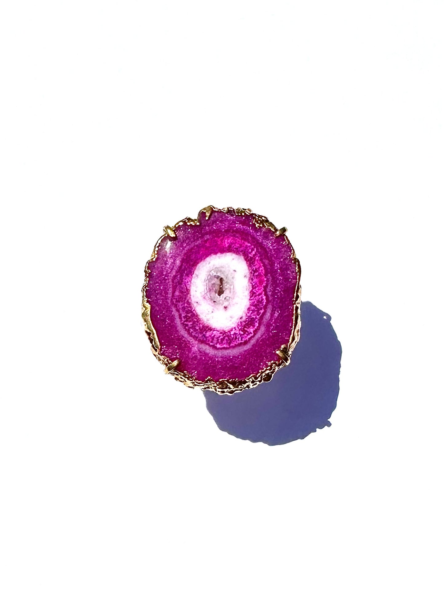 Fiora Pink Solar Geode Statement Ring