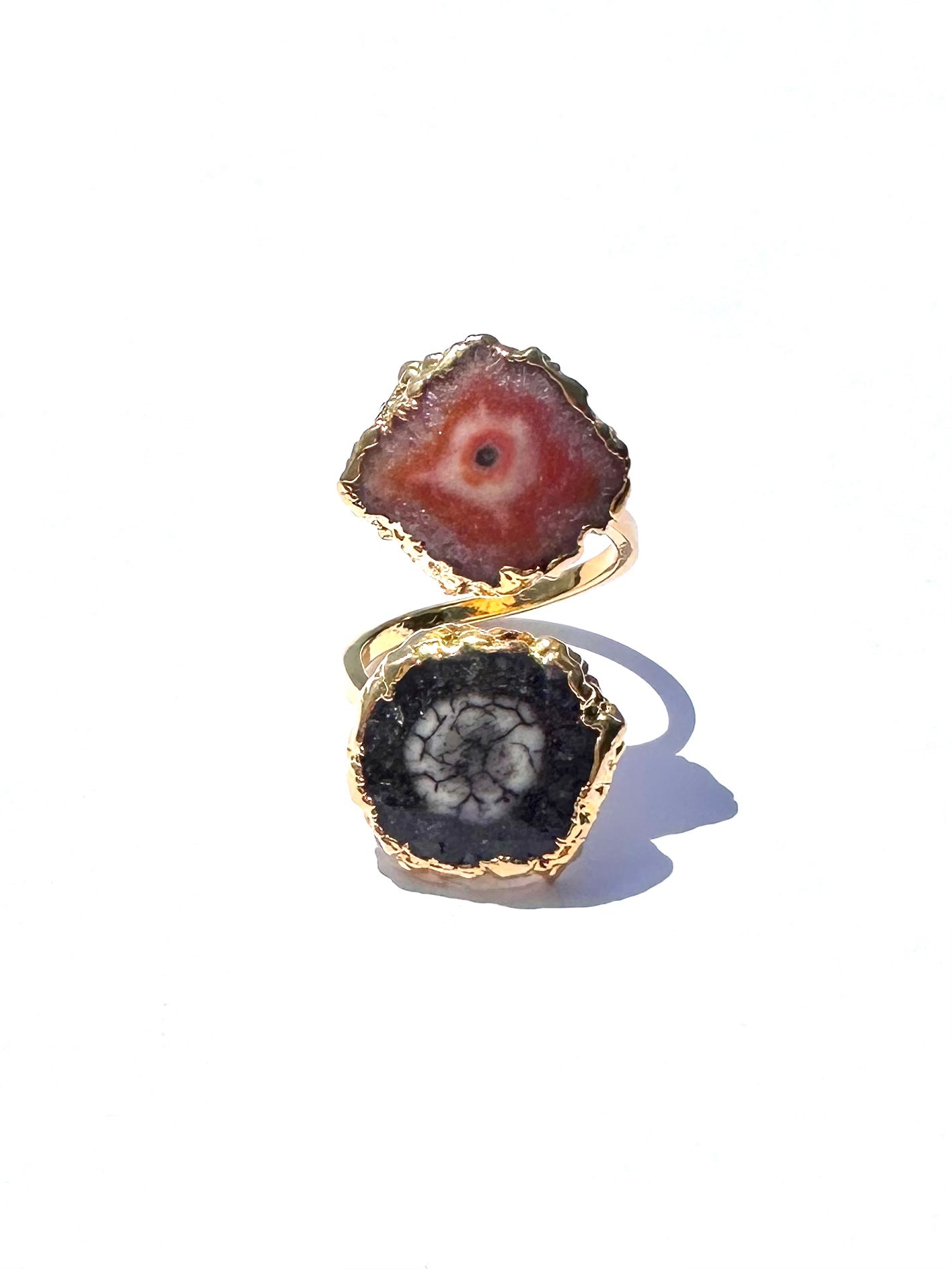 Natalia Black and Orange Solar Geode Ring