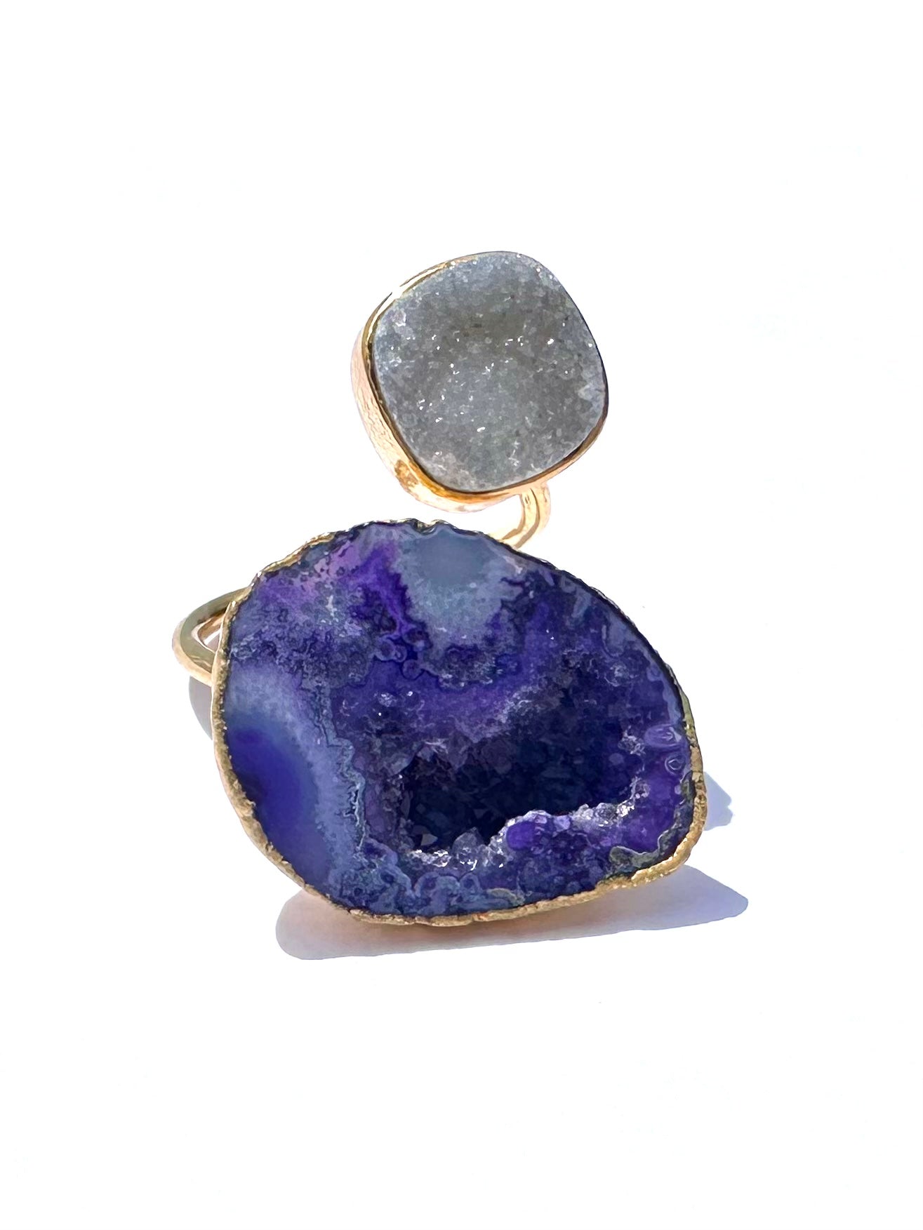 Calypso Blue Geode and Druzy Ring