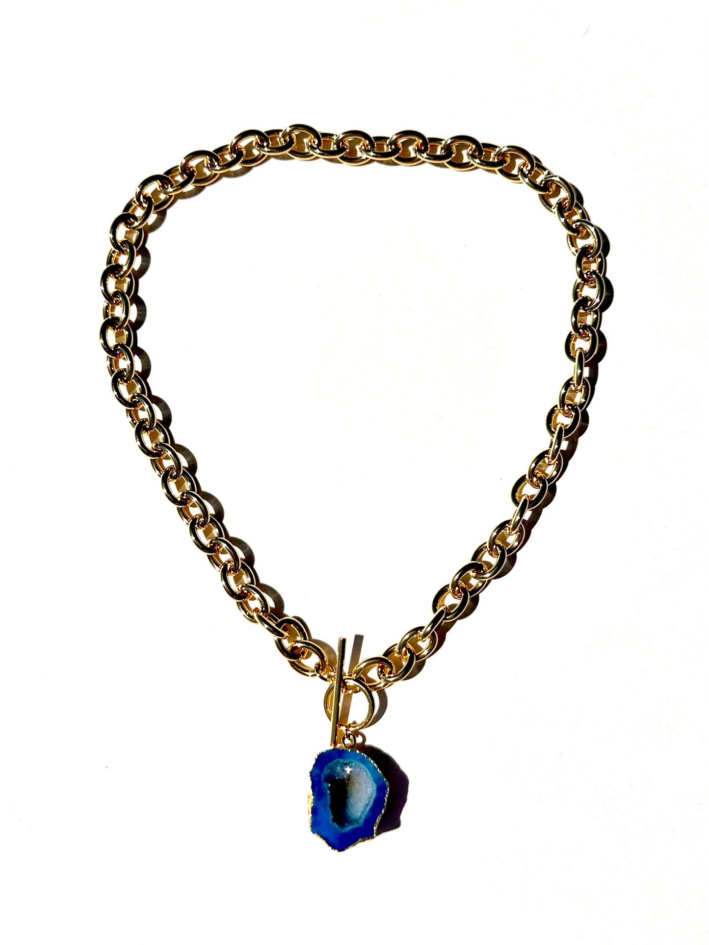 Alexa Blue Geode Statement Chain Necklace